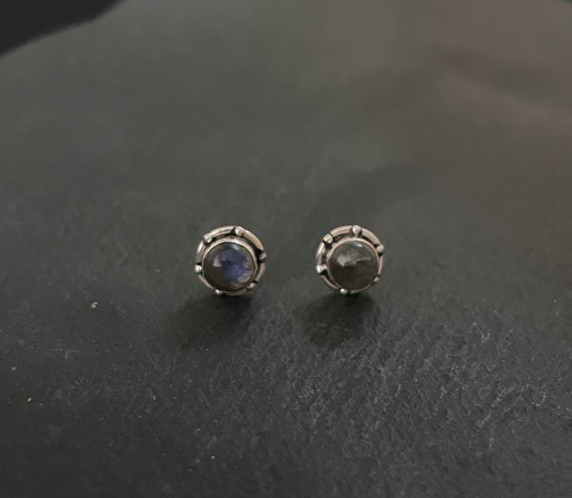 Round Labradorite Stud Earrings image 0
