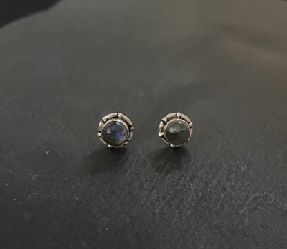 Round Labradorite Stud Earrings image 0