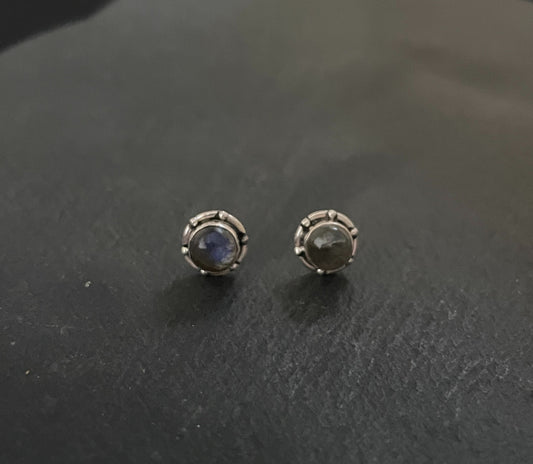 Round Labradorite Stud Earrings image 0