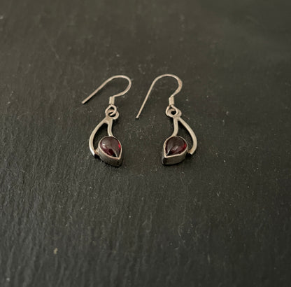 Garnet and Silver Teardrop Earrings image 1