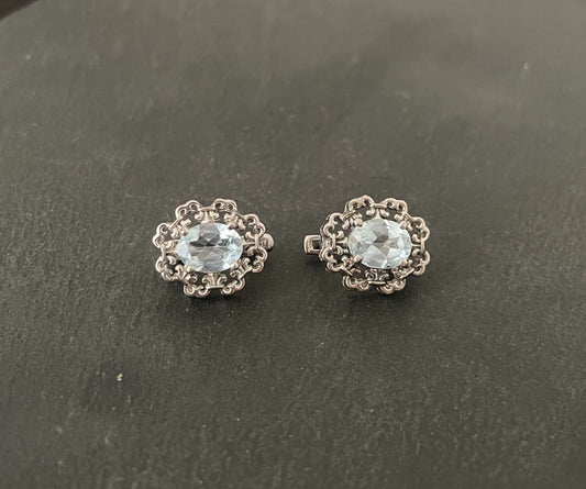 Blue Topaz and Silver Studs image 0