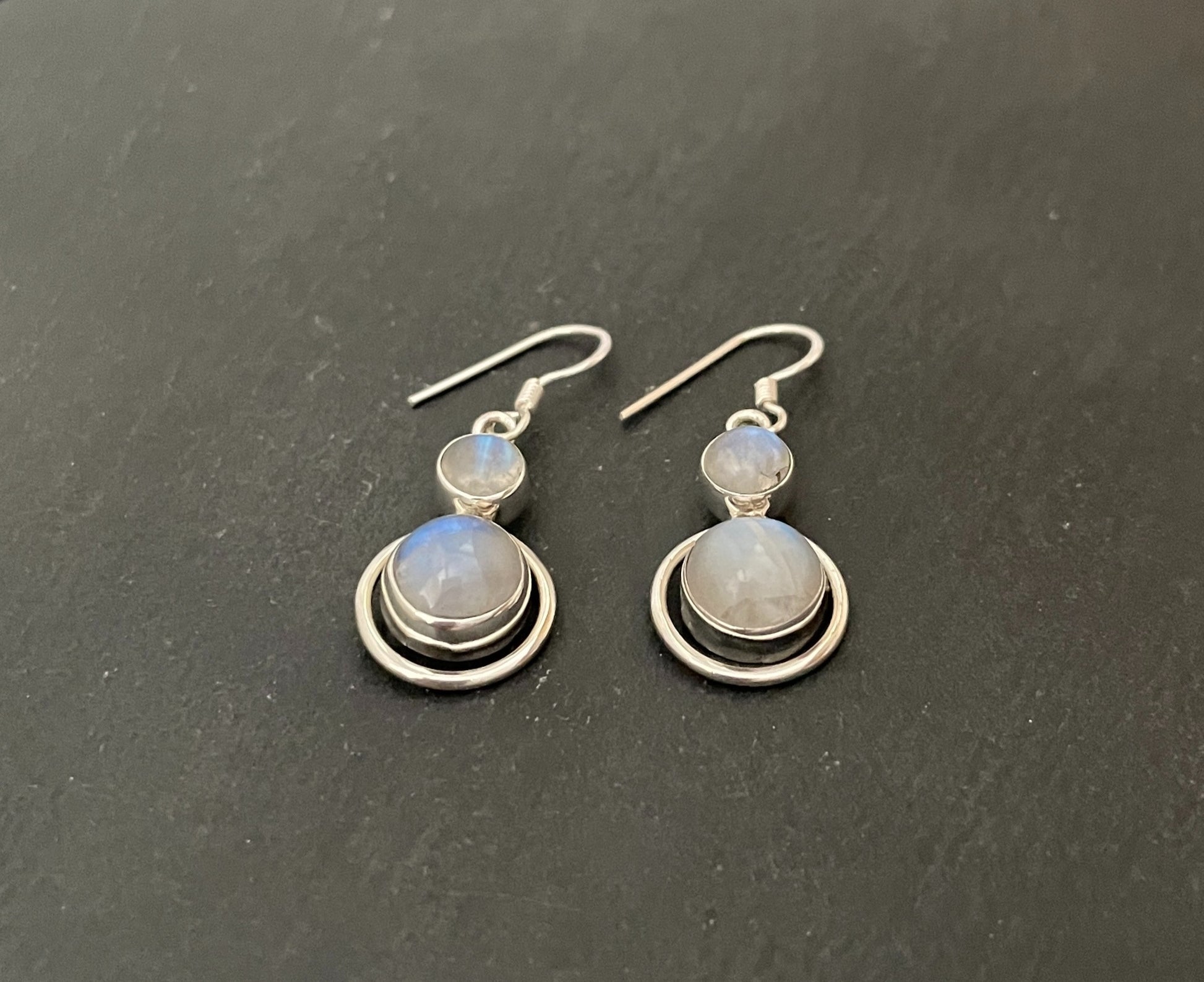 Round Moonstone Earrings image 1