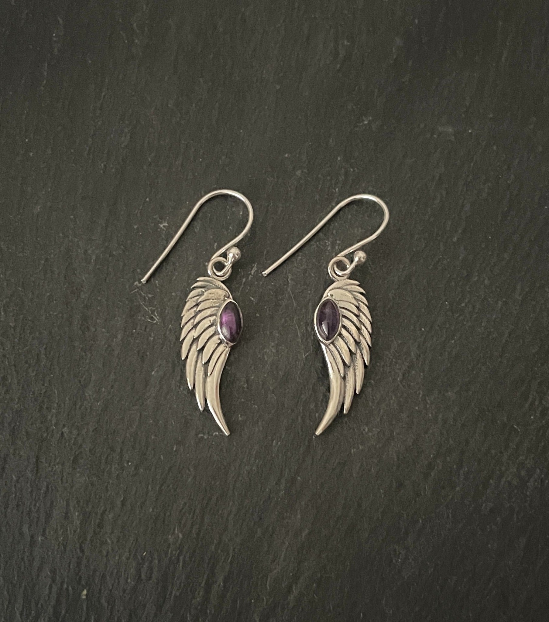 Amethyst Angel Wing Earrings image 0
