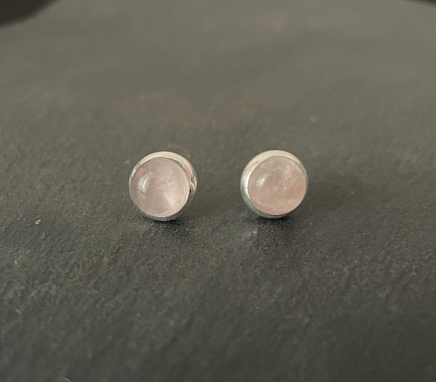 Round Rose Quartz Studs image 0