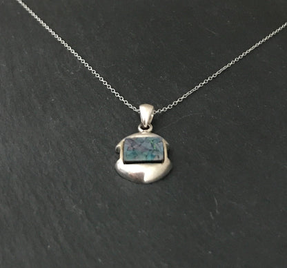 Mosaic Opal and Silver Rectangle Pendant image 1