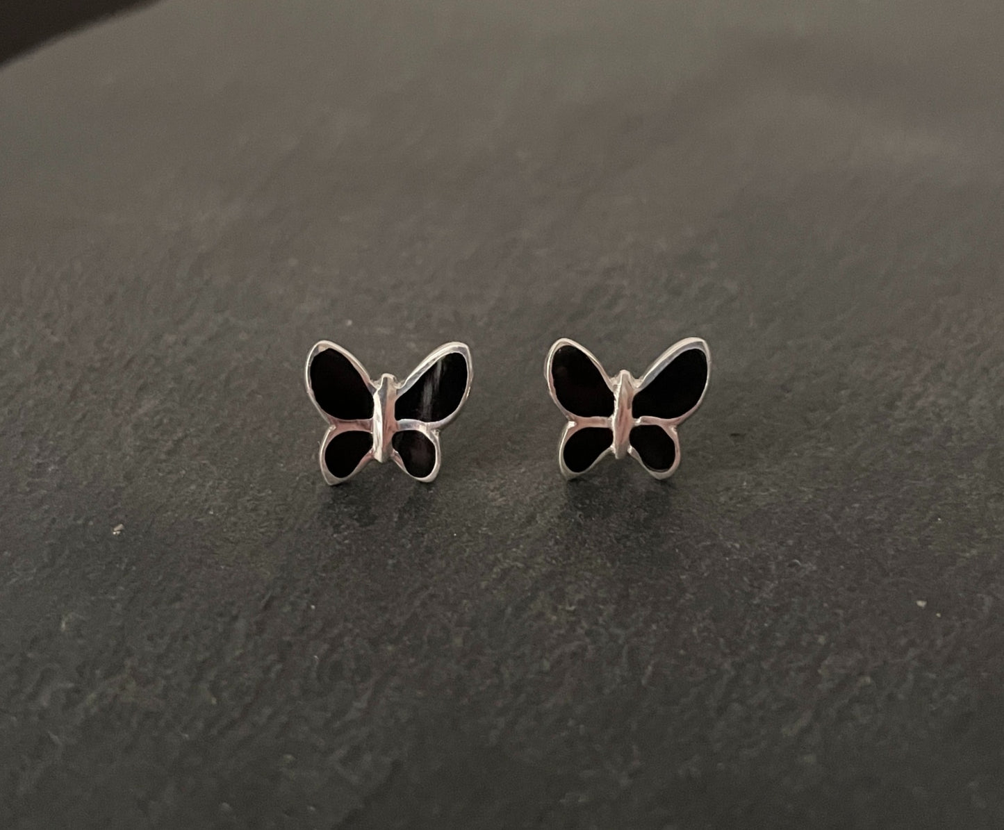 Black Onyx Butterfly Stud Earrings image 0