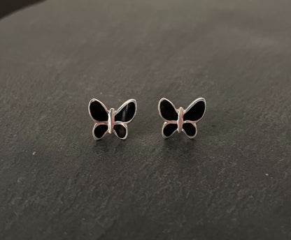 Black Onyx Butterfly Stud Earrings image 0