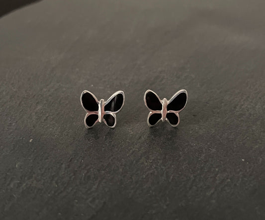 Black Onyx Butterfly Stud Earrings image 0