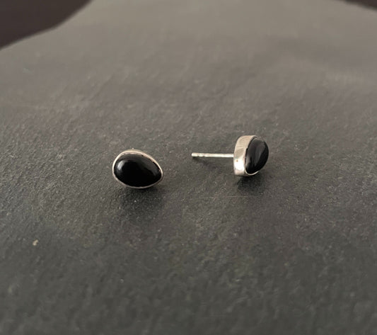 Black Onyx Teardrop Stud Earrings image 1