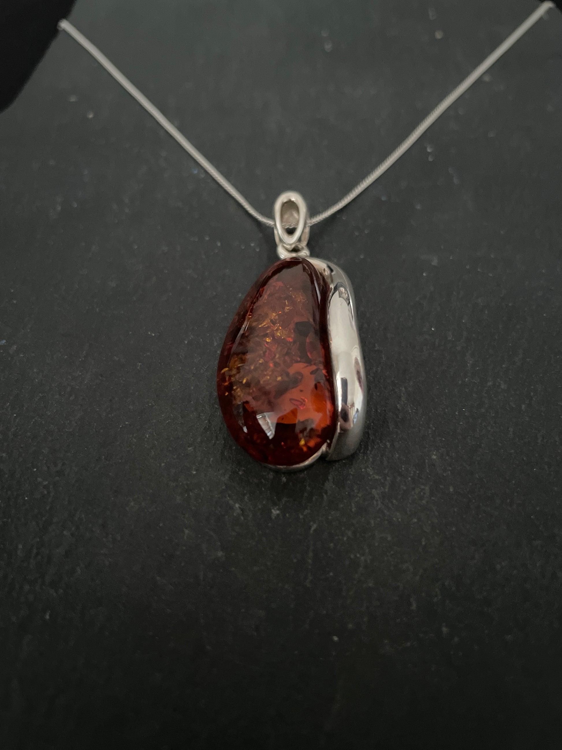 Amber and Handmade Silver Pendant image 2