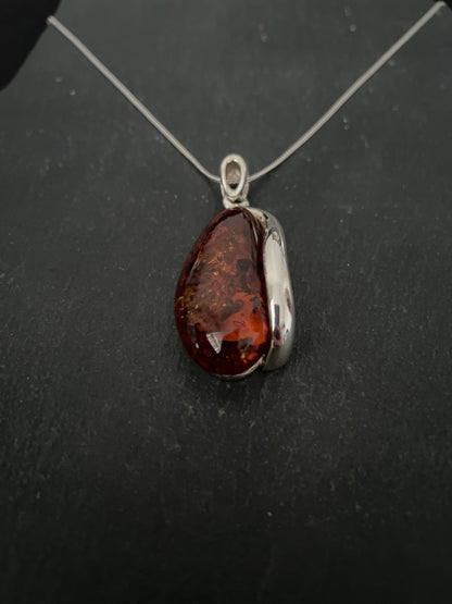 Amber and Handmade Silver Pendant image 2