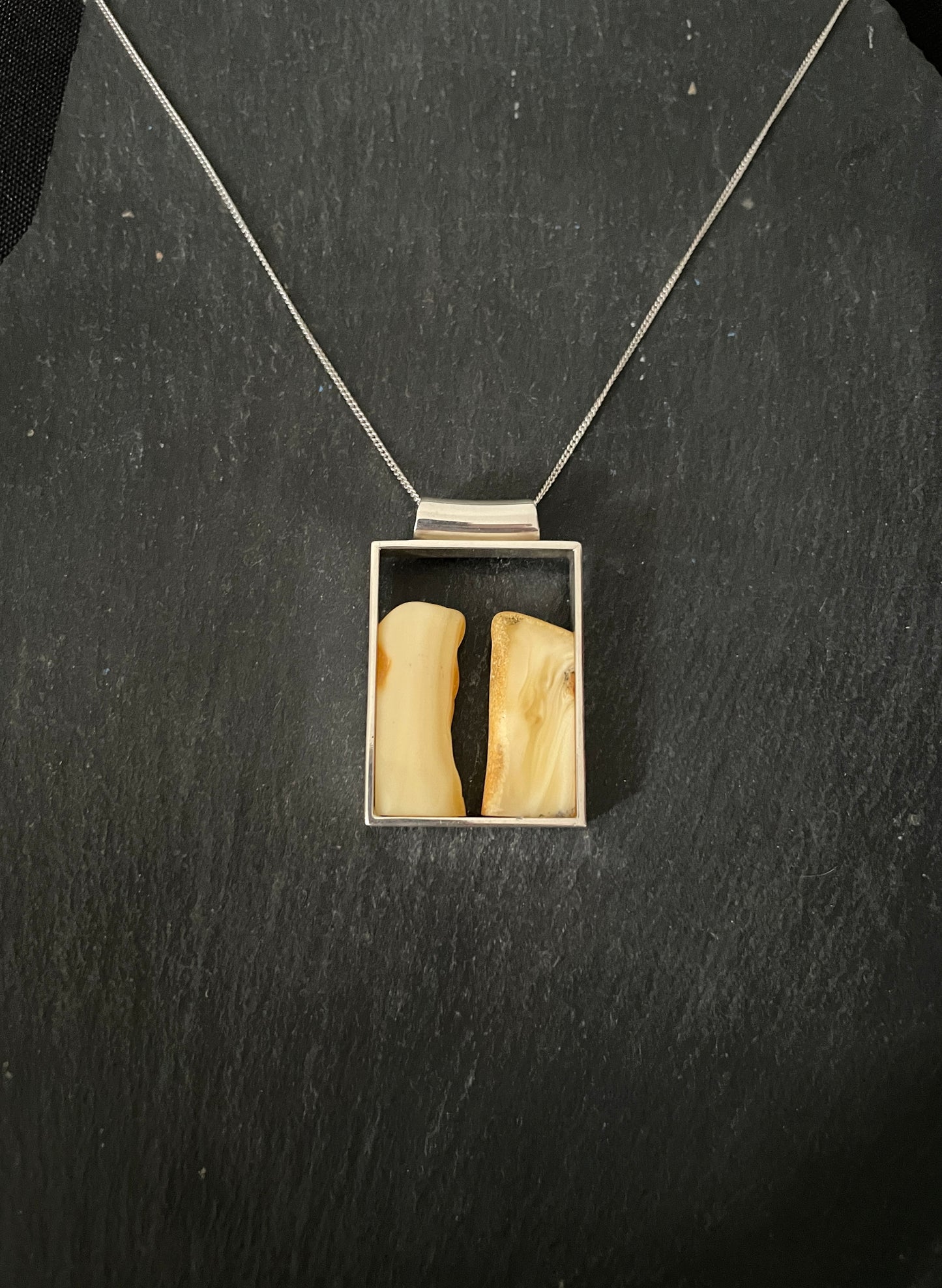 Yellow Amber and Silver Pendant image 0
