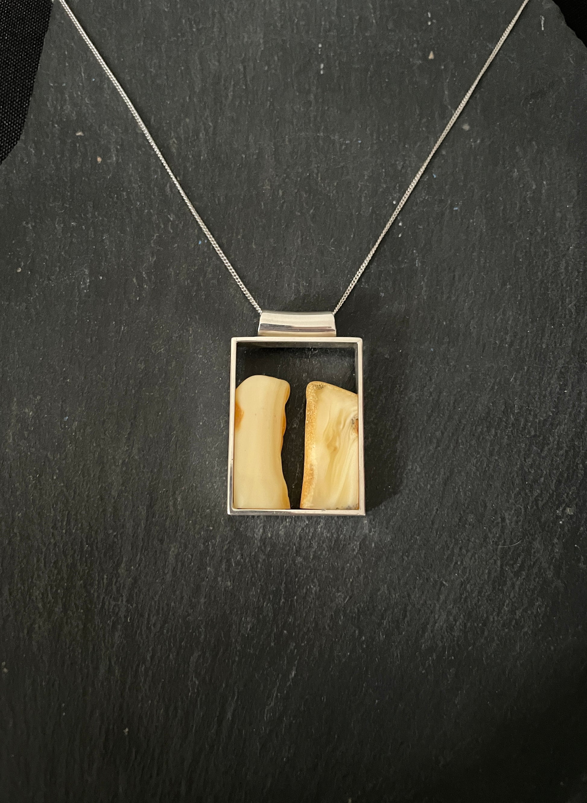 Yellow Amber and Silver Pendant image 0