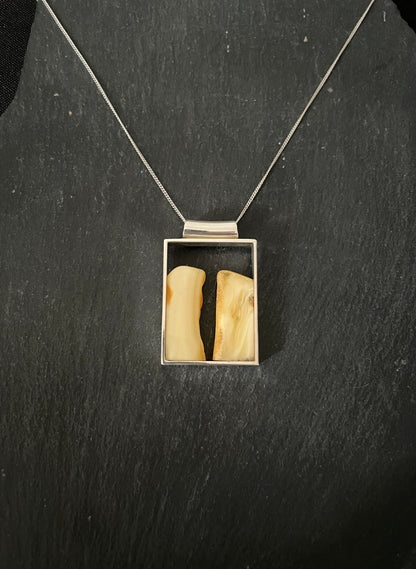 Yellow Amber and Silver Pendant image 0