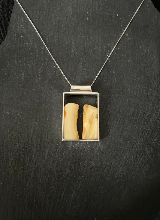 Yellow Amber and Silver Pendant image 0