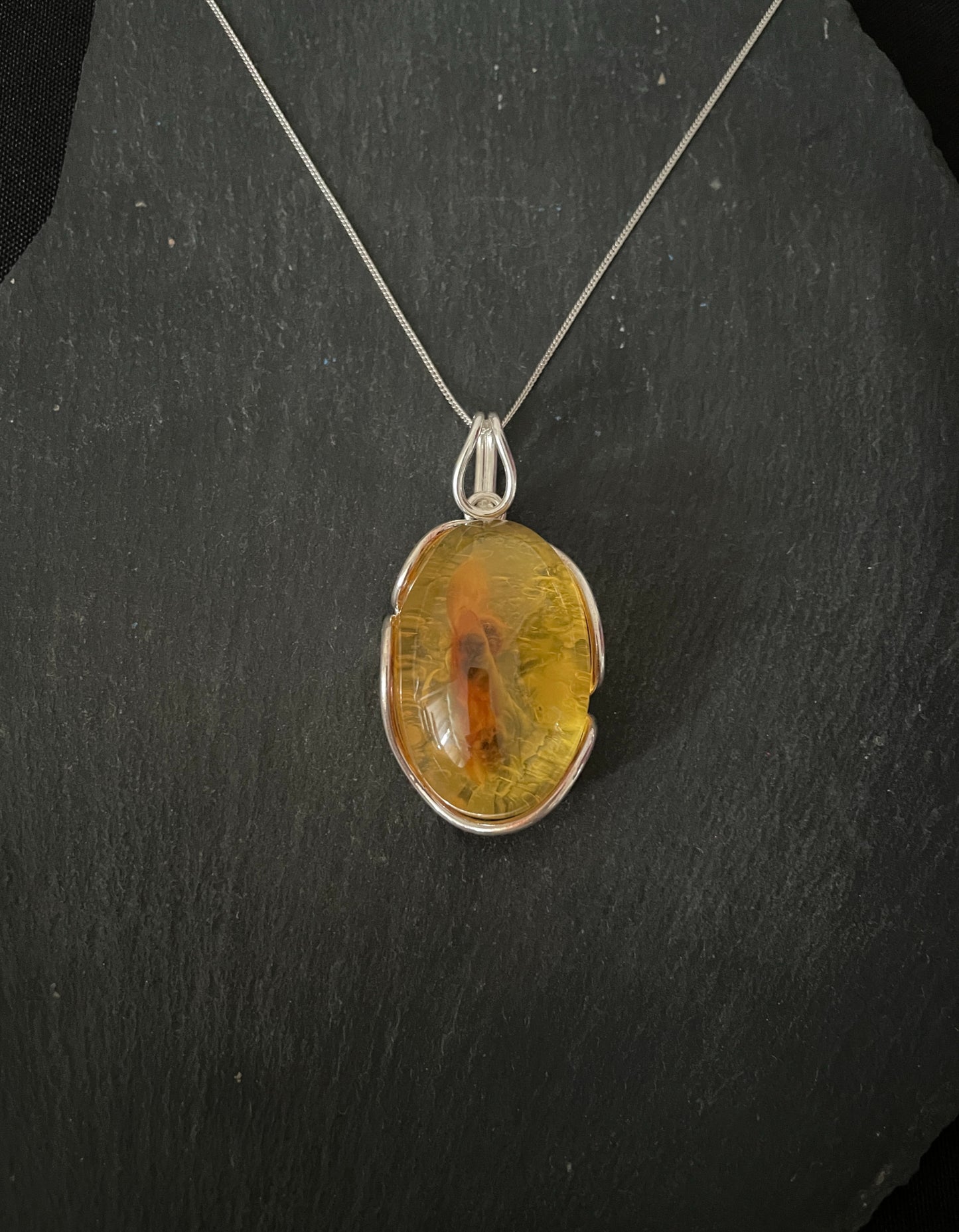 Amber Pendant with Handmade Silver Pendant image 0