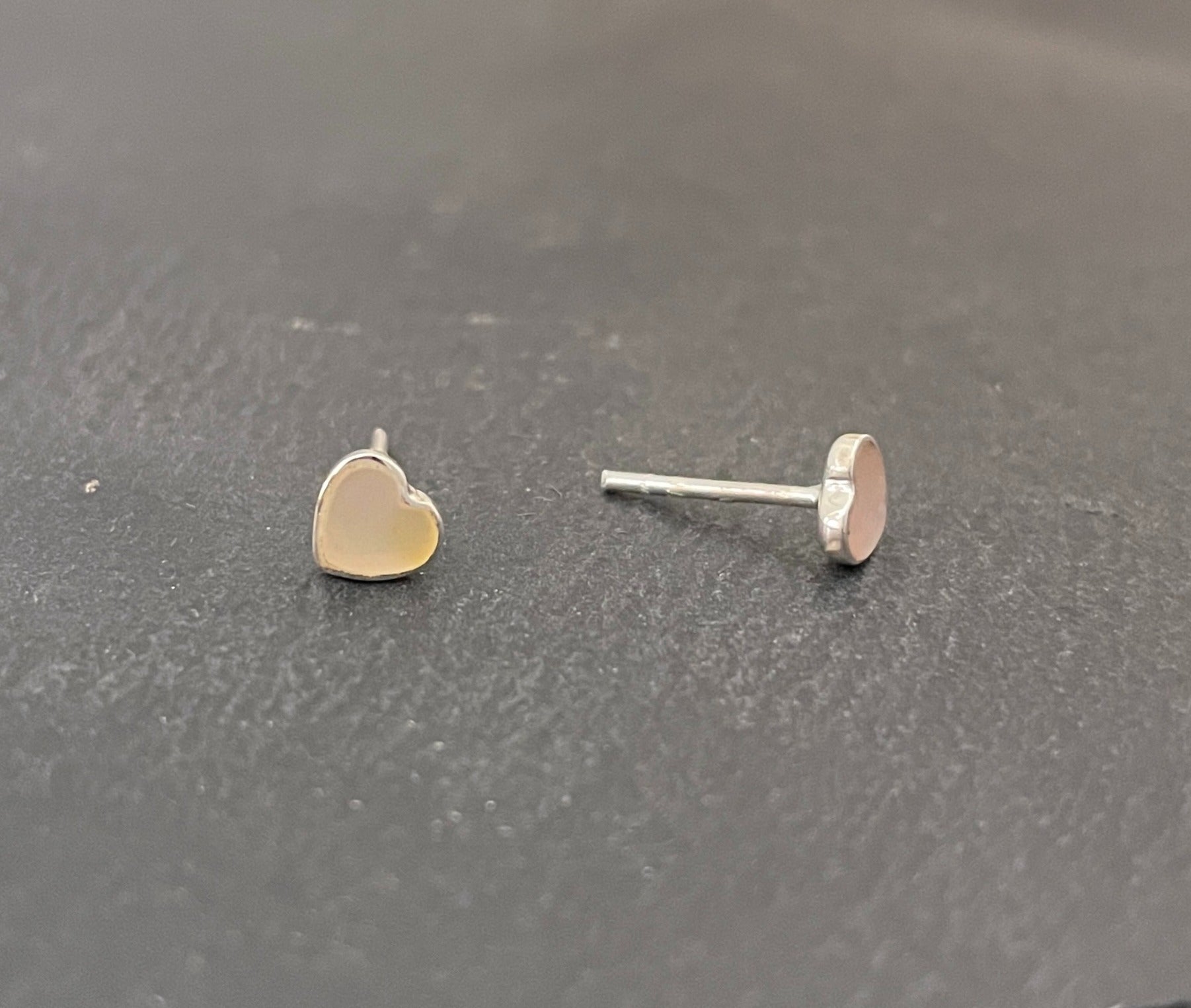 Mother of Pearl Heart Stud Earrings image 1