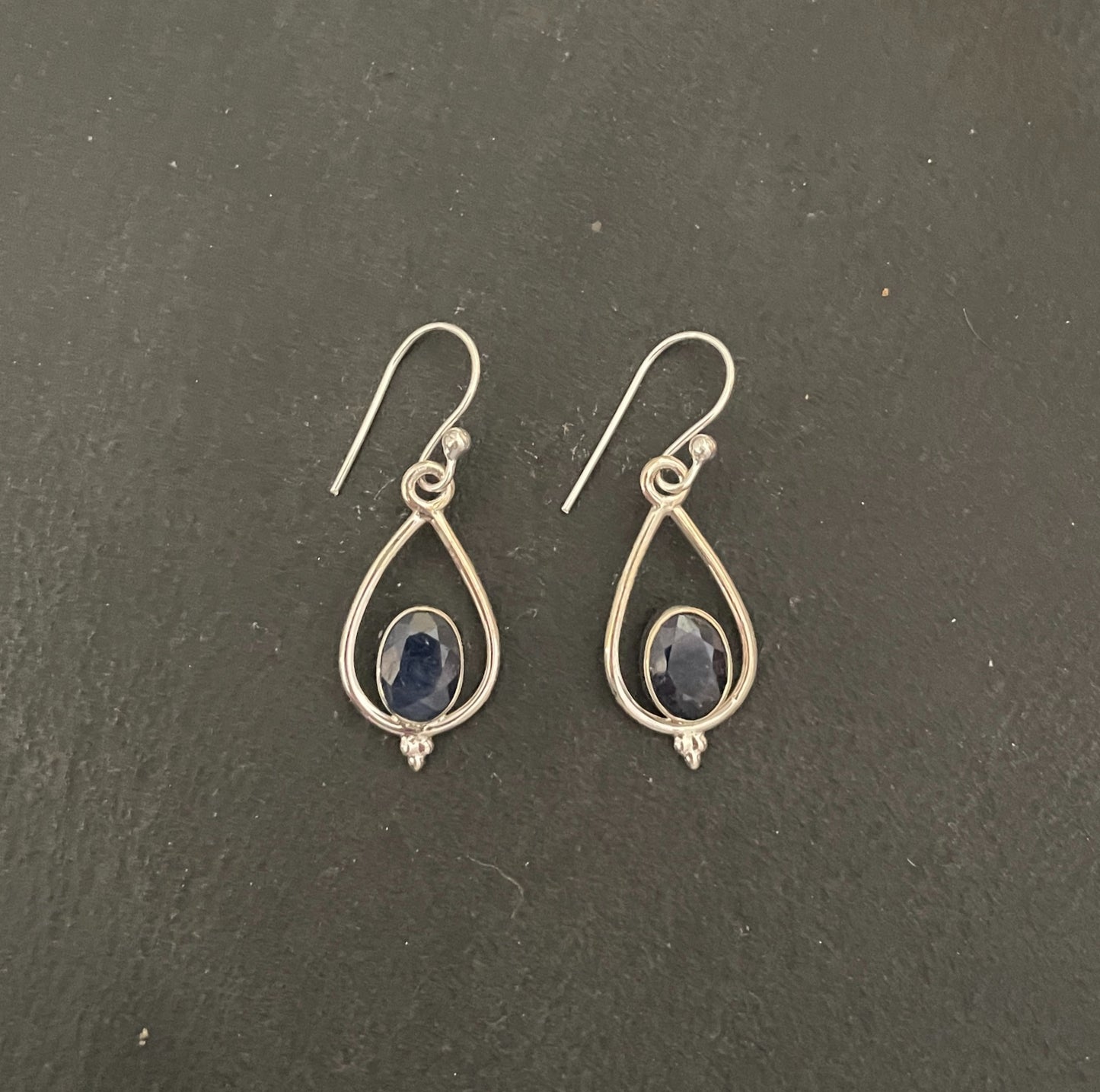 Sapphire and Silver Teardrop Earrings image 0
