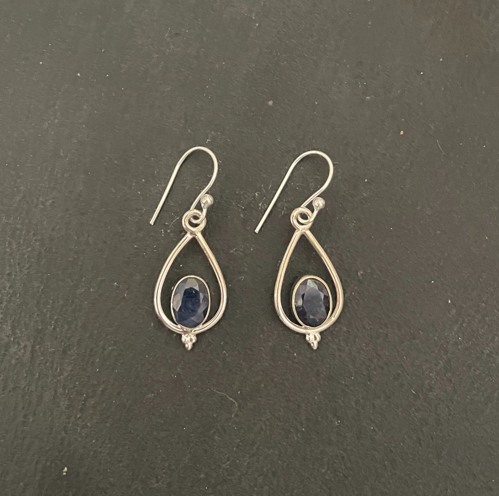 Sapphire and Silver Teardrop Earrings image 0