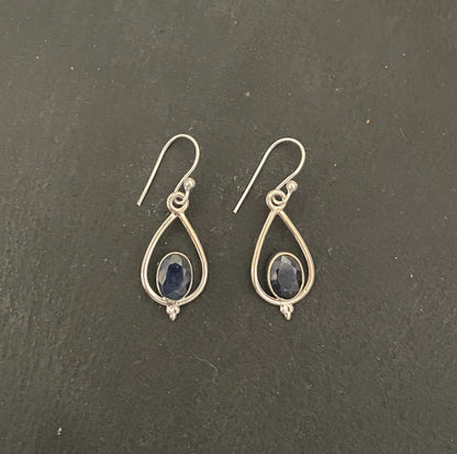 Sapphire and Silver Teardrop Earrings image 0