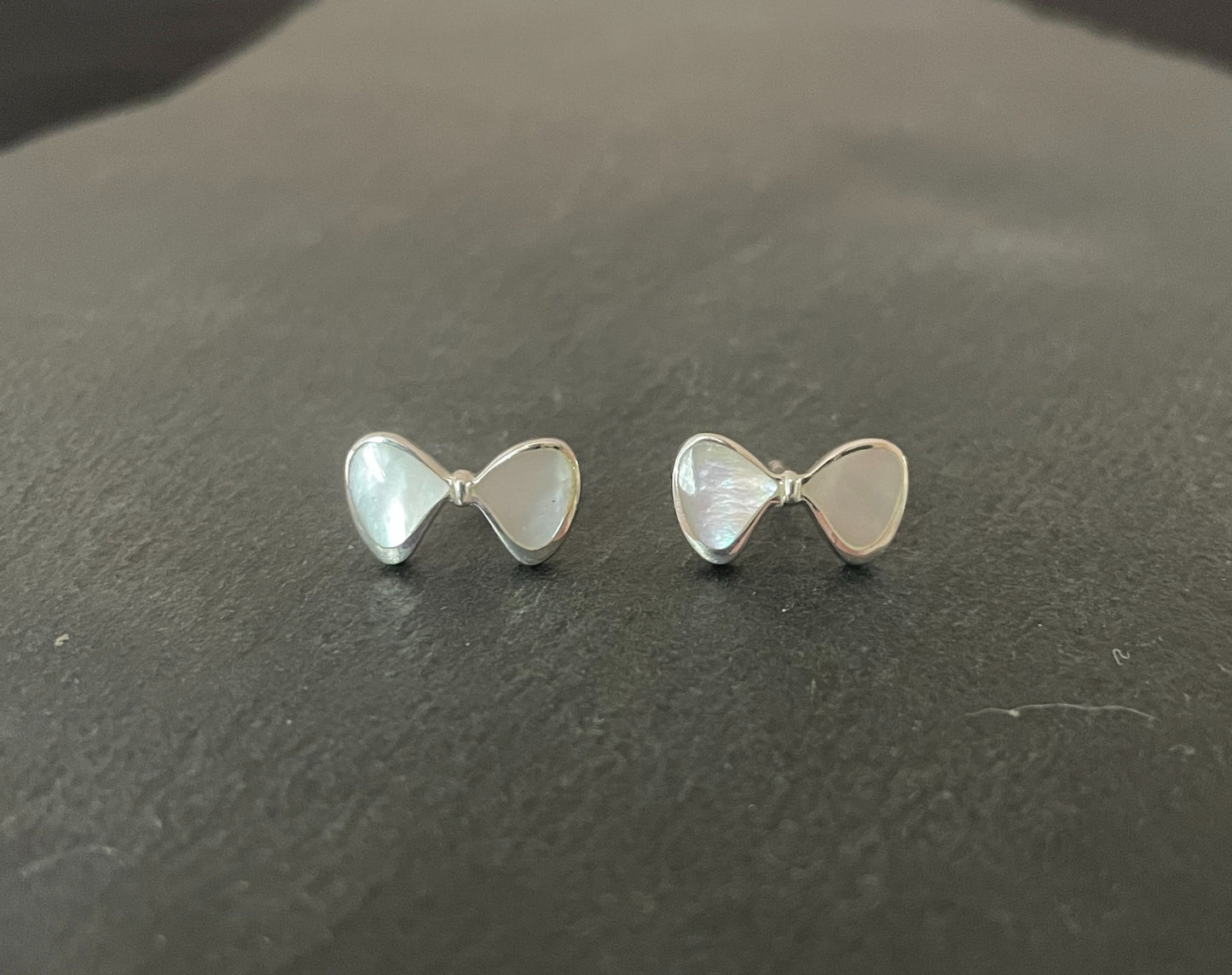 Mother of Pearl Bow Stud Earrings image 0