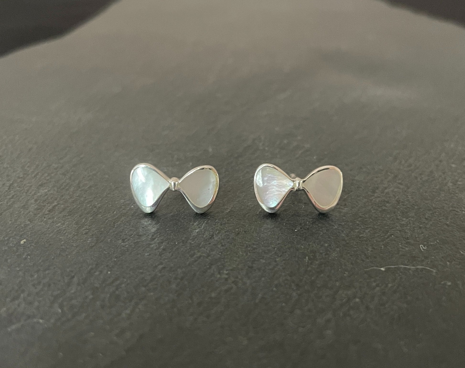Mother of Pearl Bow Stud Earrings image 0