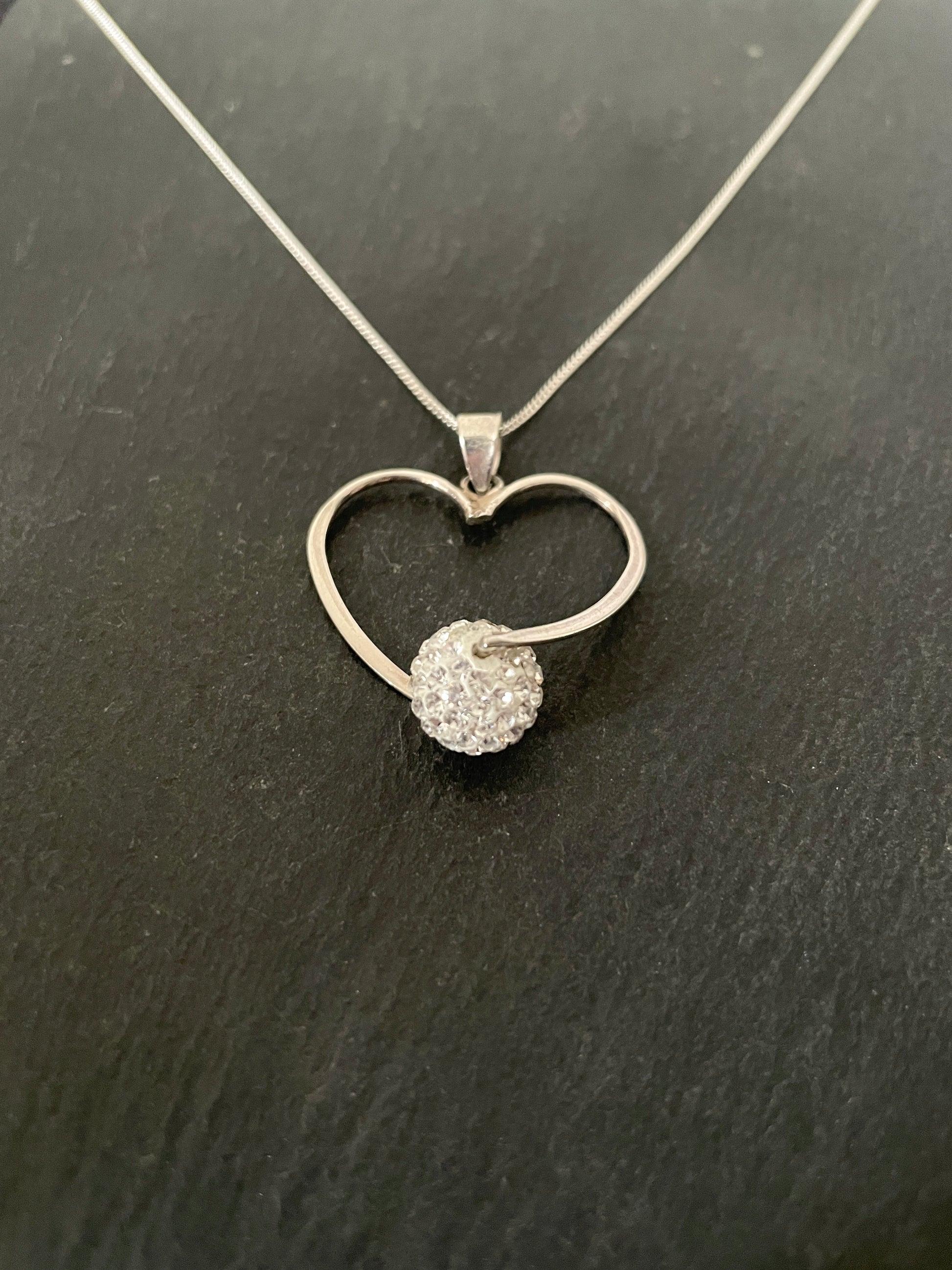 Cubic Zirconia and Silver Heart Pendant image 1