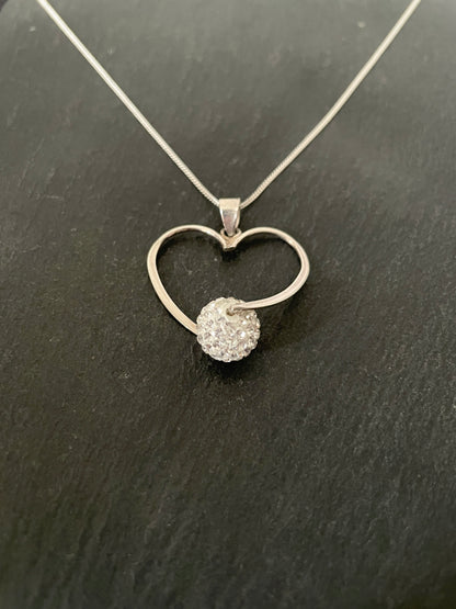Cubic Zirconia and Silver Heart Pendant image 1