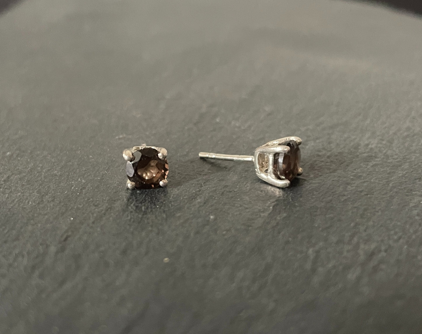 Smokey Quartz Round Stud Earrings image 1