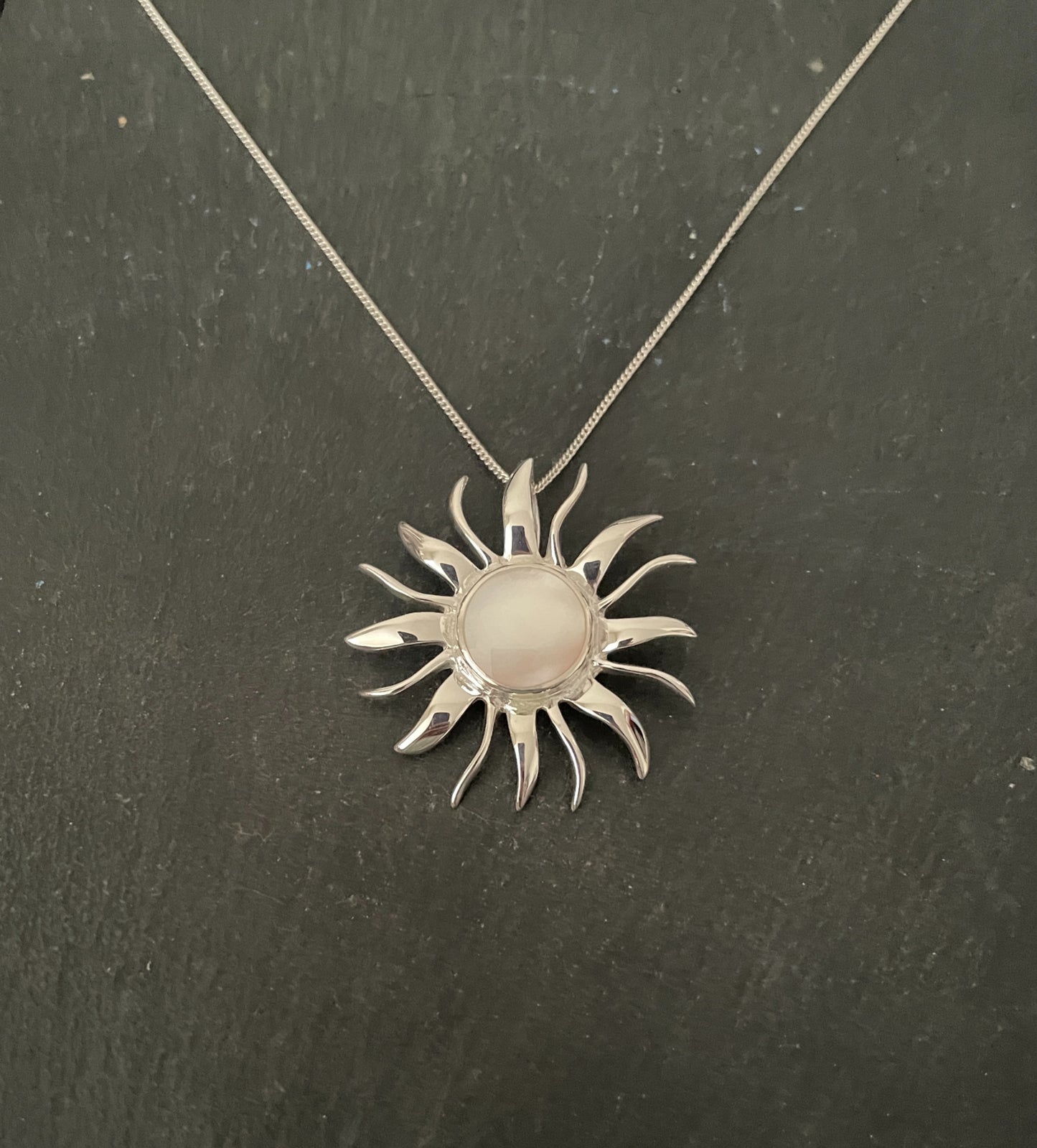 Mother of Pearl and Silver Sun Pendant image 0