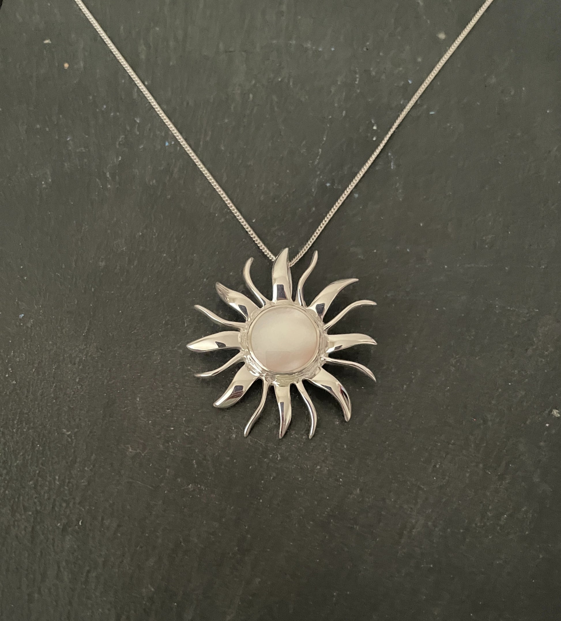 Mother of Pearl and Silver Sun Pendant image 0