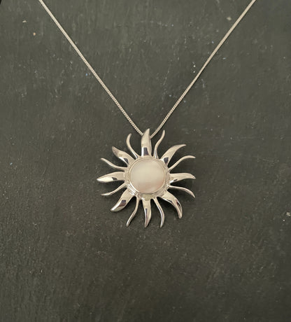 Mother of Pearl and Silver Sun Pendant image 0