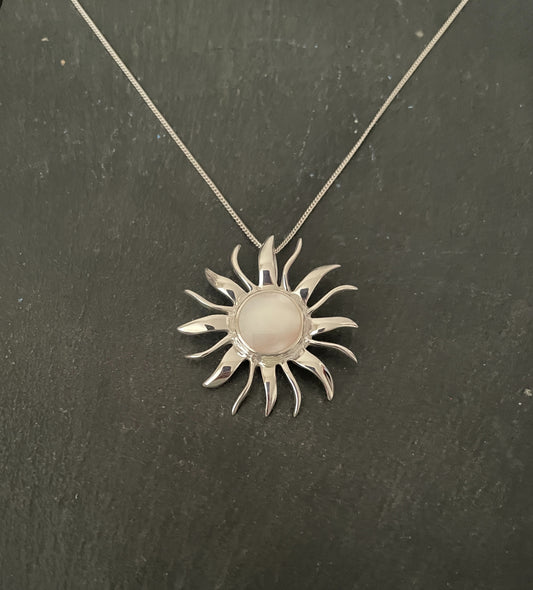 Mother of Pearl and Silver Sun Pendant image 0