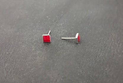 Coral Square Stud Earrings image 1