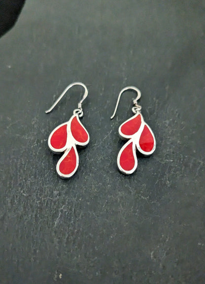 Large Coral Teardrop Earrings image 1