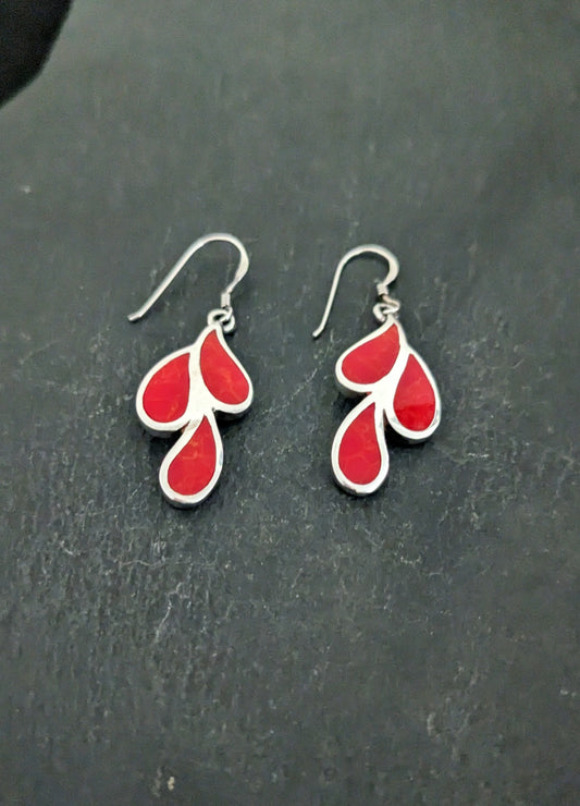 Large Coral Teardrop Earrings image 1