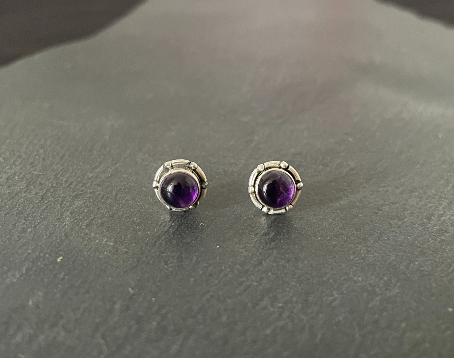 Amethyst Round Stud Earrings image 0
