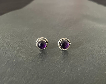 Amethyst Round Stud Earrings image 0