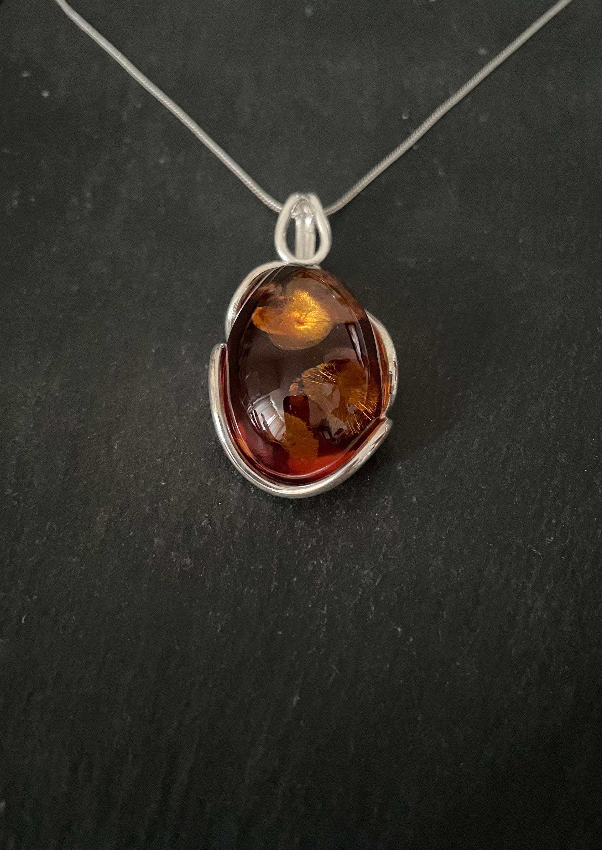 Amber Pendant with Handmade Silver Pendant image 2