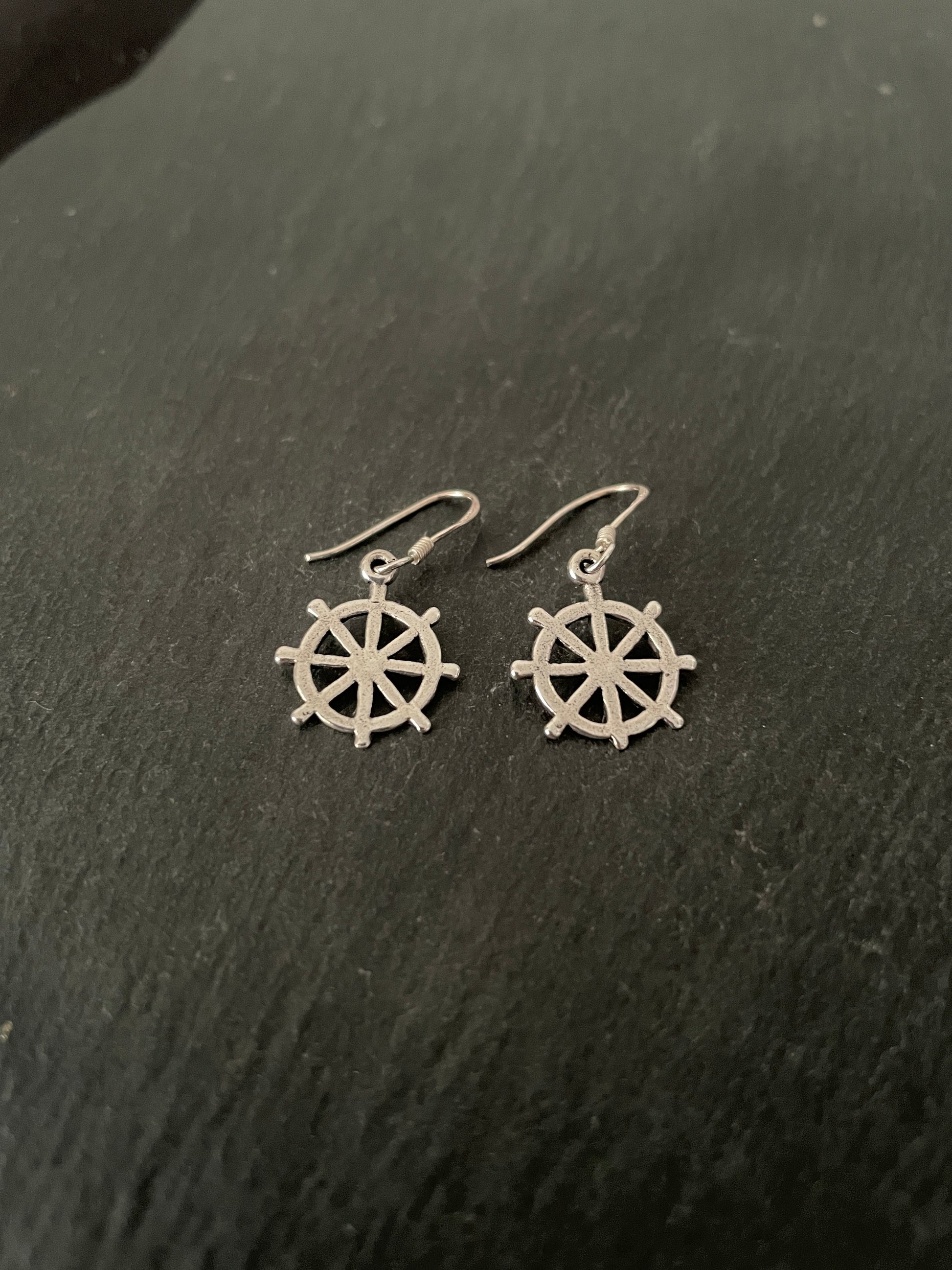 Silver Wheel Earrings image 1