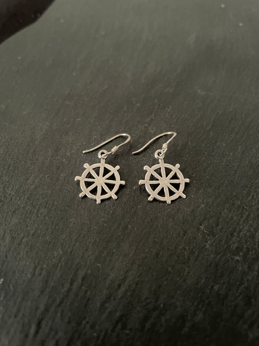 Silver Wheel Earrings image 1