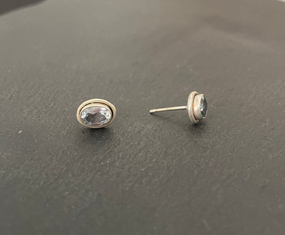 Oval Blue Topaz Studs image 1