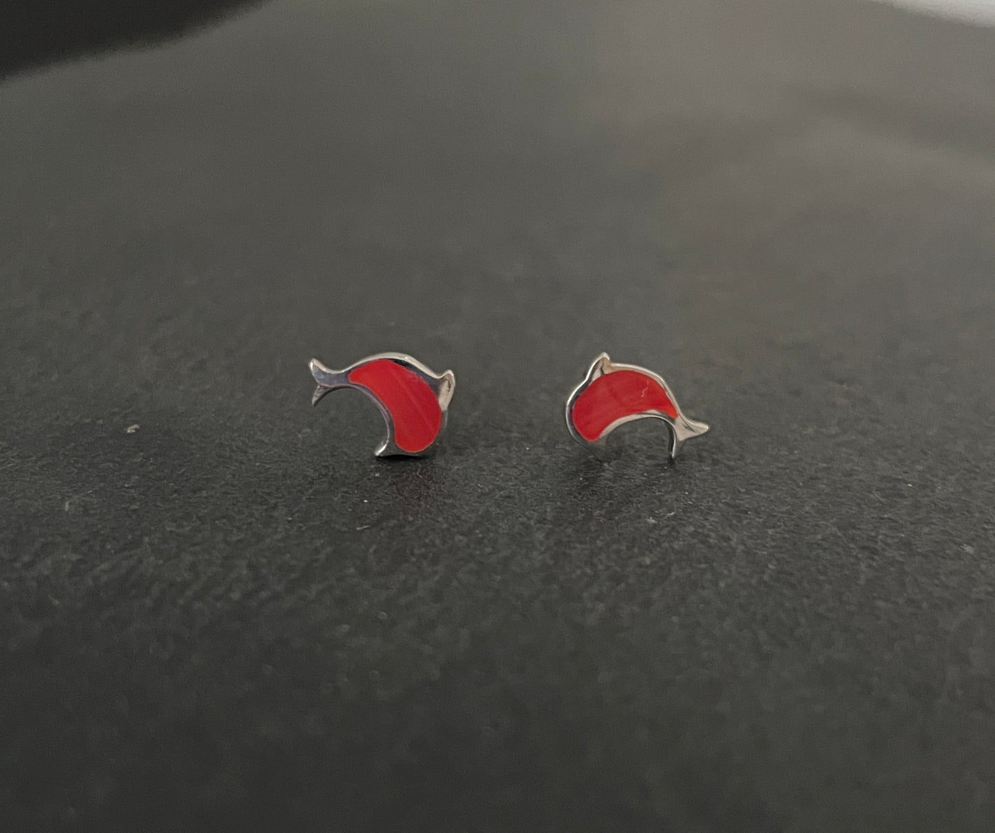 Coral Dolphin Stud Earrings image 0