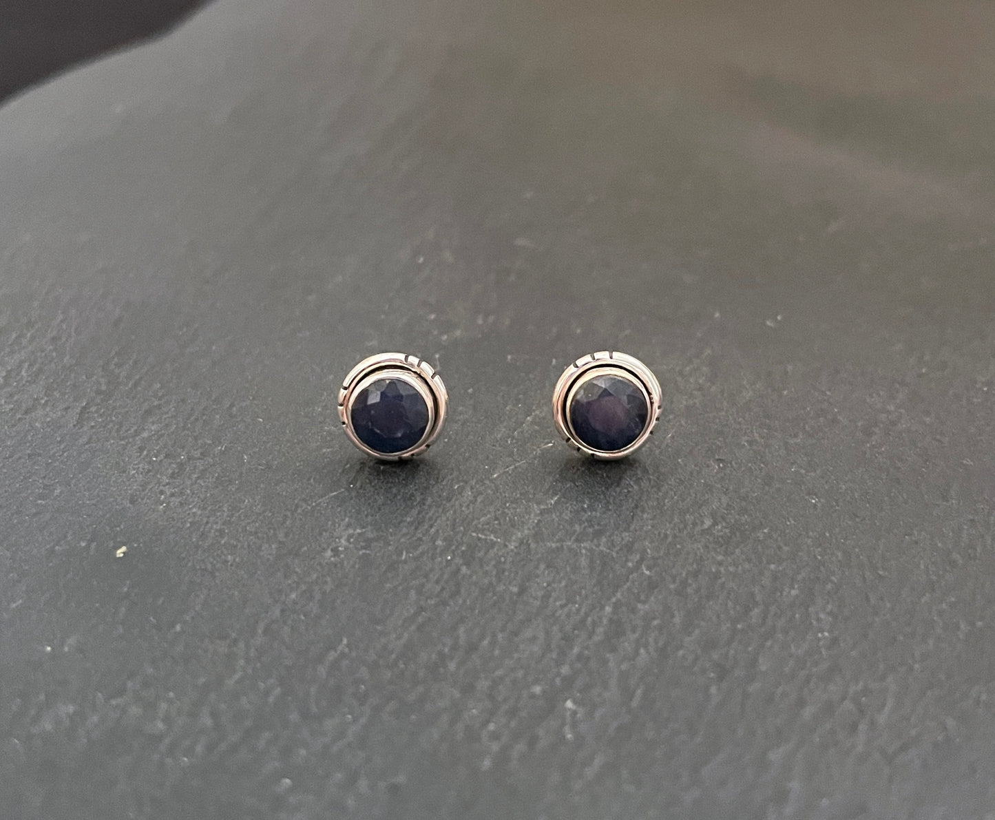 Round Sapphire Stud Earrings image 0