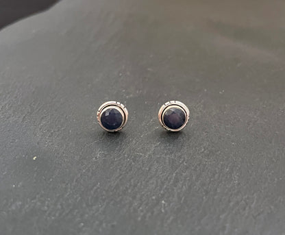 Round Sapphire Stud Earrings image 0