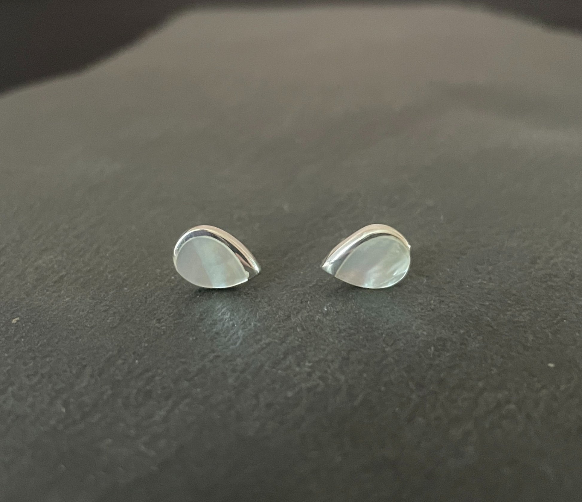 Mother of Pearl Teardrop Stud Earrings image 0