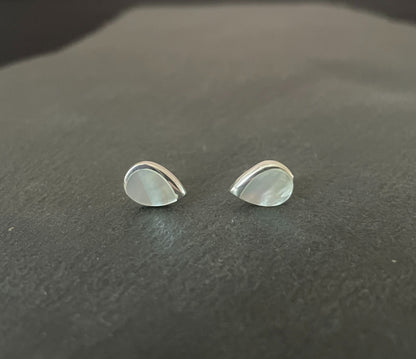 Mother of Pearl Teardrop Stud Earrings image 0