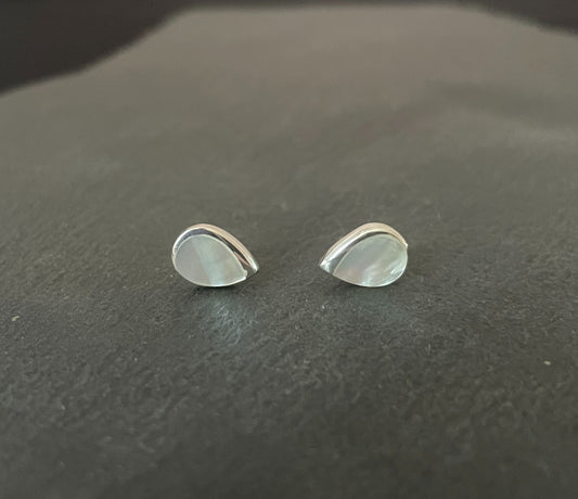 Mother of Pearl Teardrop Stud Earrings image 0