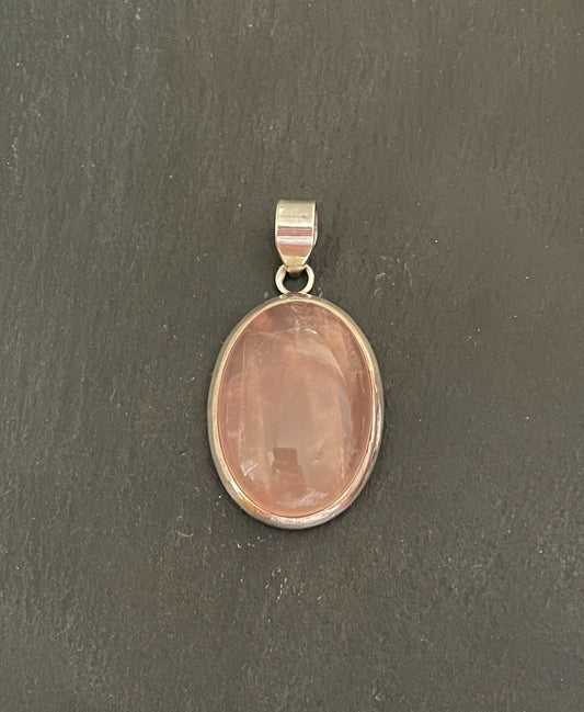 Large Rose Quartz Oval Pendant image 0