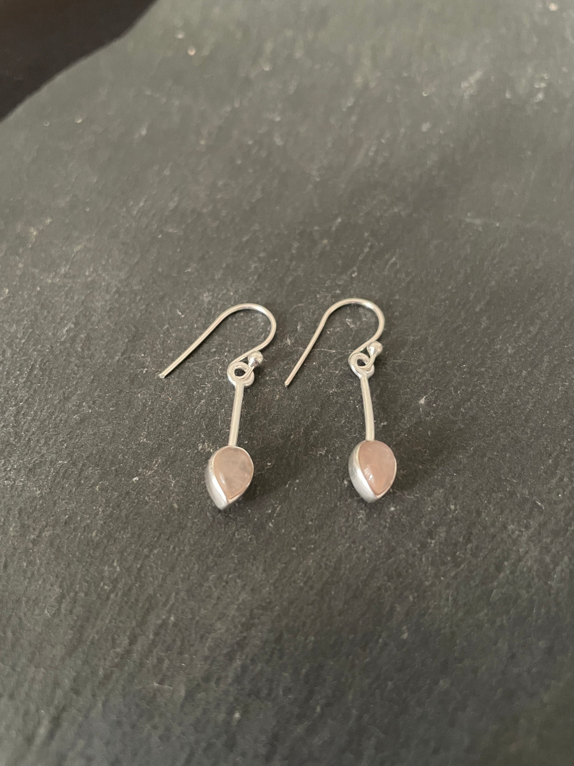 Rose Quartz and Silver Earrings image 1
